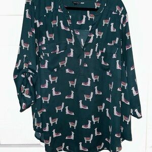 Torrid Harper Green Llama Print Women's Top